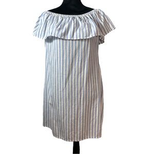 WIGGY Kit Off The Shoulder Blue & White Striped Sundress Size Small